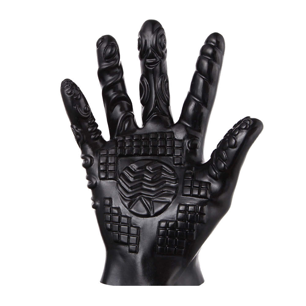 Ribbed Finger Sex Glove - Black