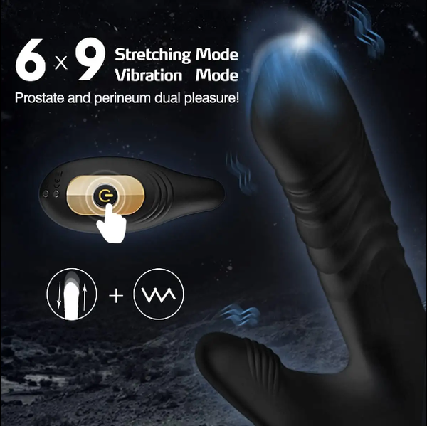 Long Distance App Controlled Thrusting Butt Plug (Black) + Remote Control