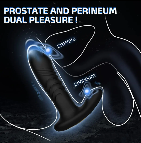 Long Distance App Controlled Thrusting Butt Plug (Black) + Remote Control