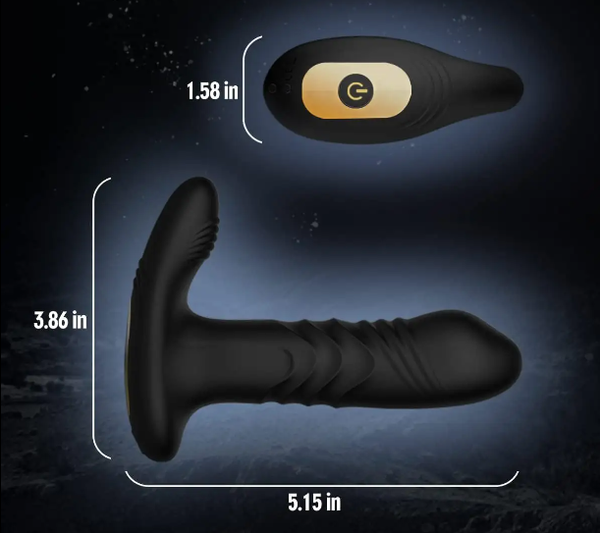 Long Distance App Controlled Thrusting Butt Plug (Black) + Remote Control