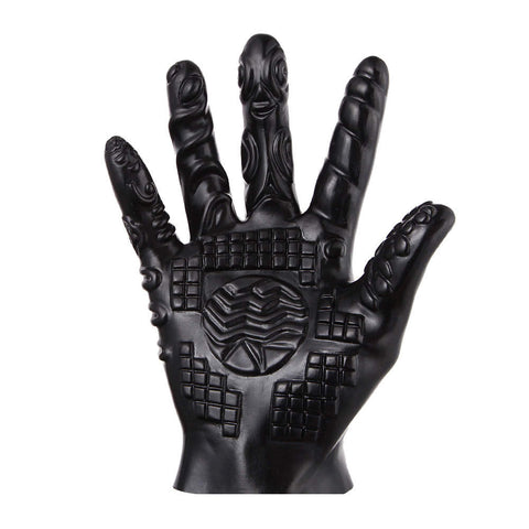 Ribbed Finger Sex Glove - Black