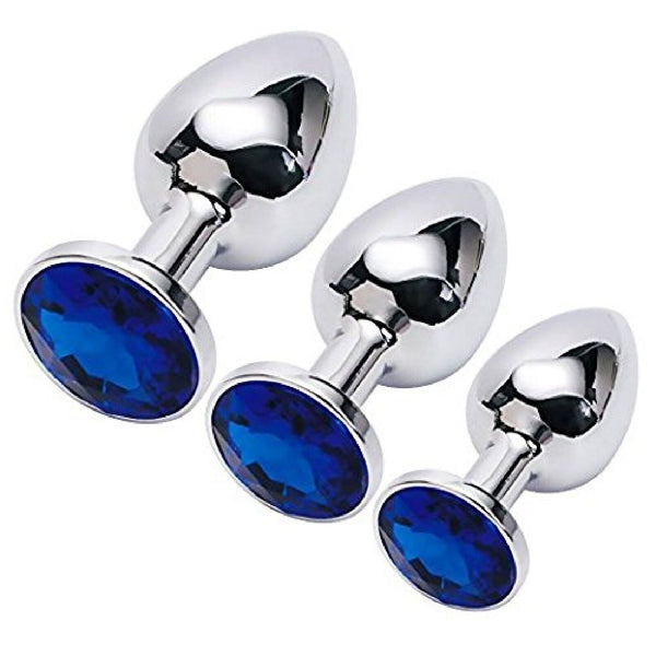 Stainless Steel Butt Plug Sets with Gem - 12 Colours Available