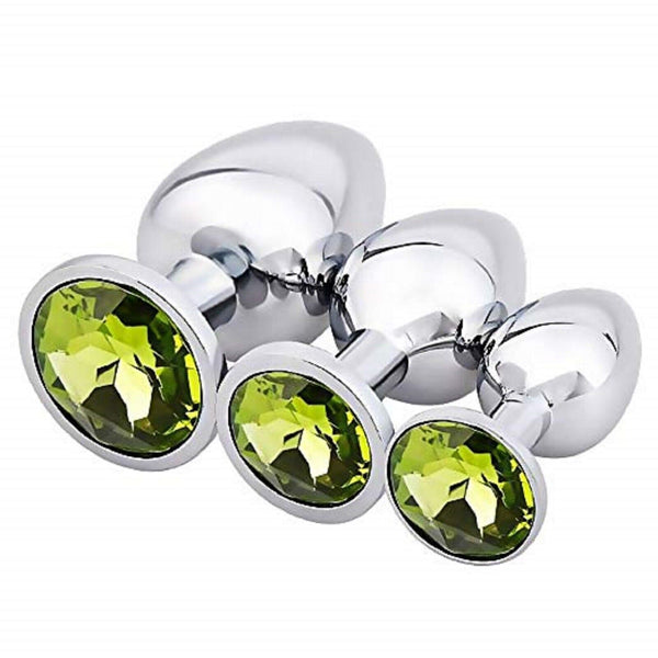 Stainless Steel Butt Plug Sets with Gem - 12 Colours Available