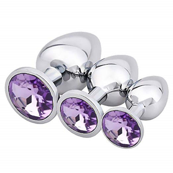 Stainless Steel Butt Plug Sets with Gem - 12 Colours Available